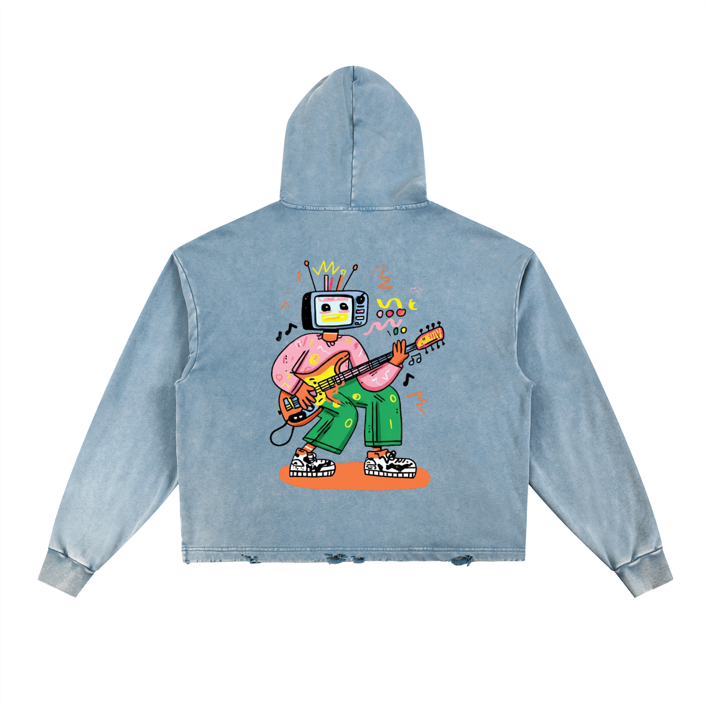 Make Hitz - Vintage Washed Frayed-Hem Hoodie