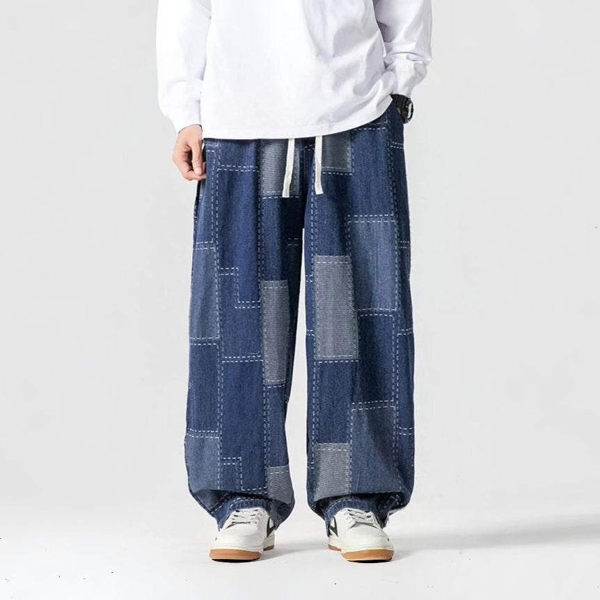 Men's Patchwork Wide Leg Jeans